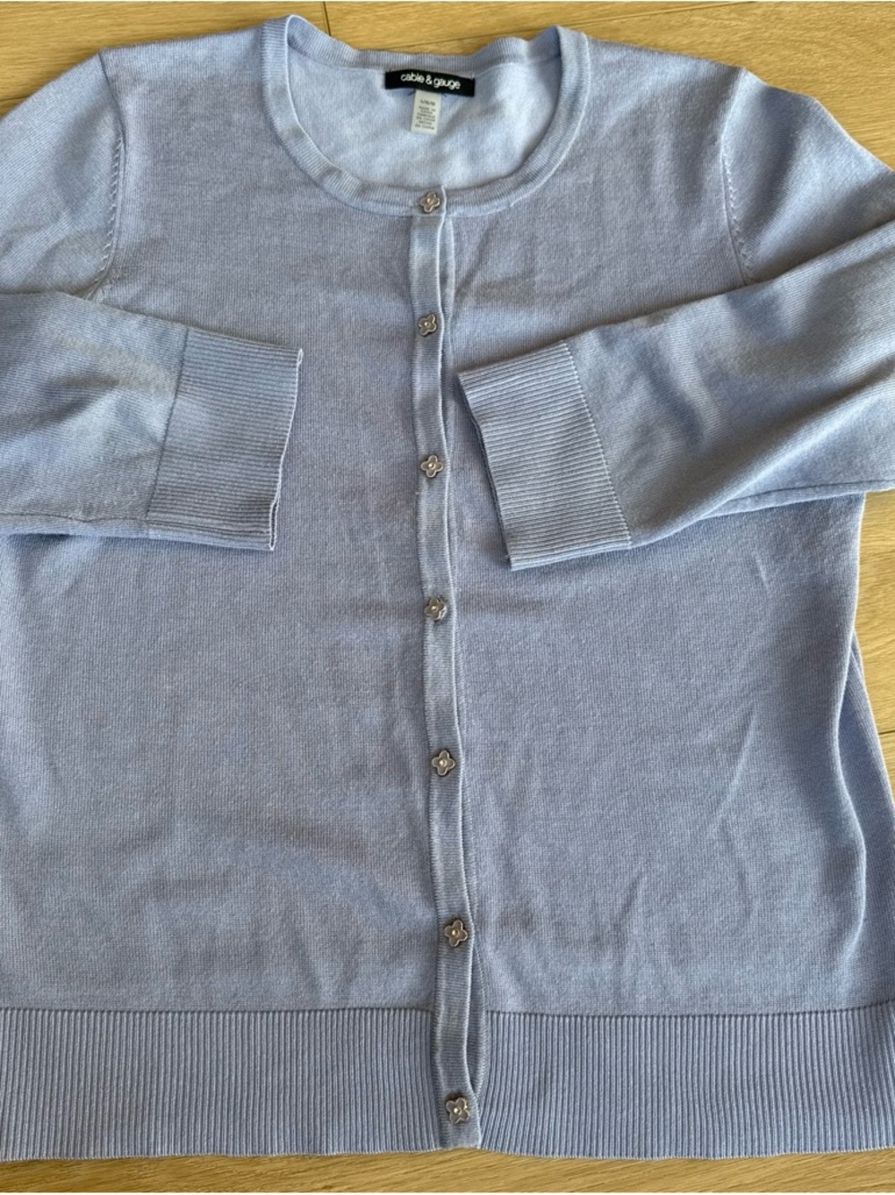 cable & gauge Women's Light purple Button-Front Cardigan Sweater